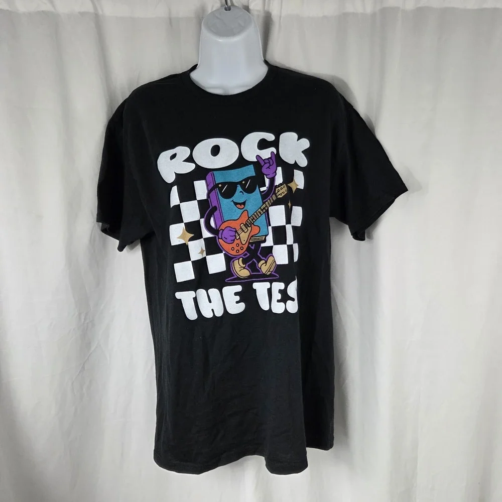 Jerzees Dri Powered Youth Size Medium Rock The Test Graphic T Shirt Black